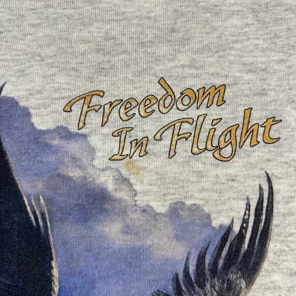 Vintage Freedom In Flight Sweatshirt Mens Medium Bald Eagle Air Waves USA 90s - Picture 5 of 15